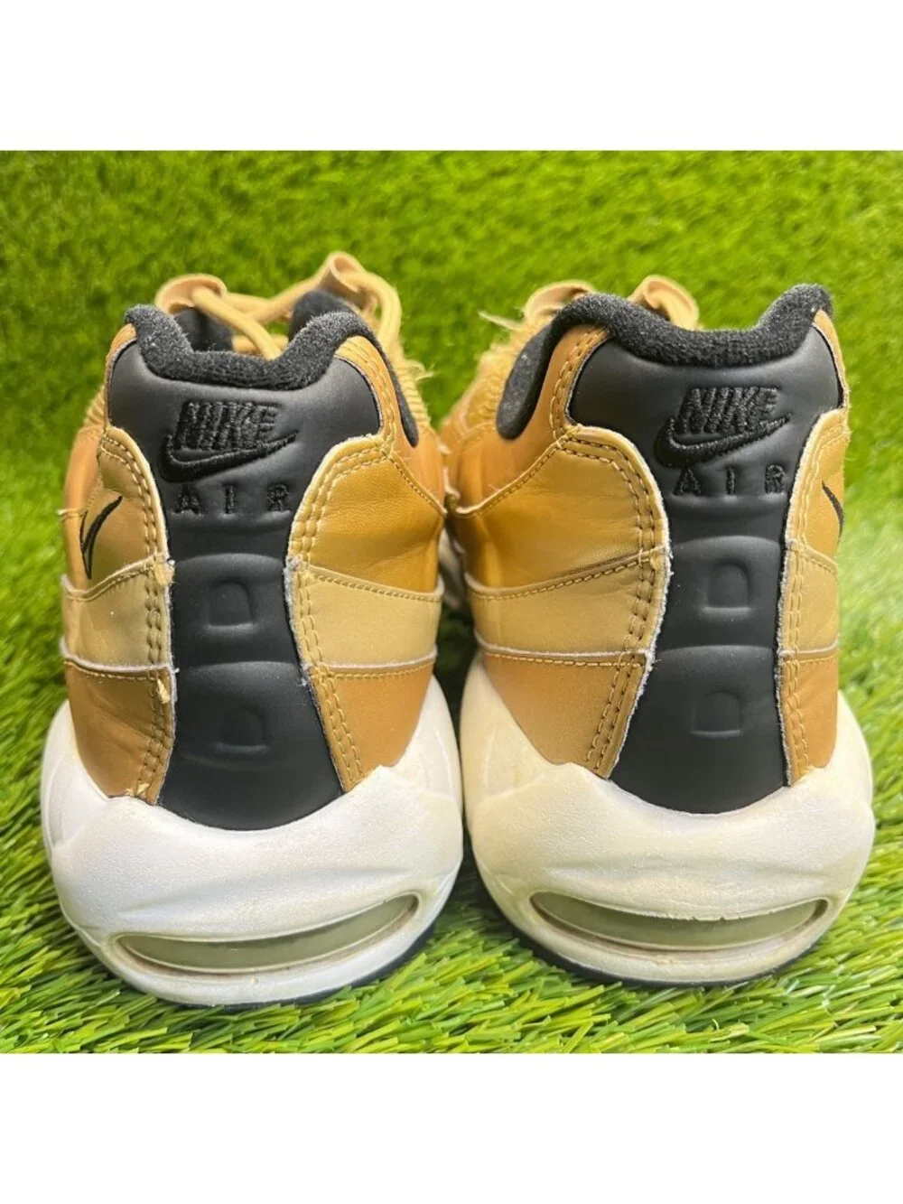 Nike Air Max 95 Mens Size 10 Gold Ivory Athletic Running Walking Shoes Sneakers